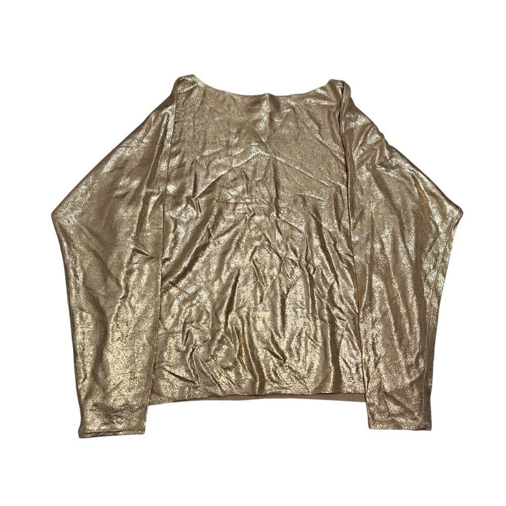 Lauren Ralph Lauren Stylish Grannycore Boatneck Long Sleeve Blouse Gold XL NWT